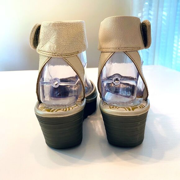 FLY London Women's Yula White Pearl Leather Wedge Pumps EU Size 37 US 6.5 / 7 - Picture 7 of 11